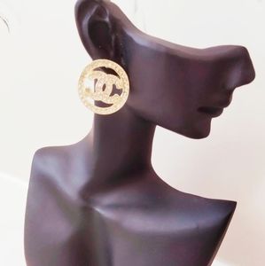 Upcycled authentic cc button earrings